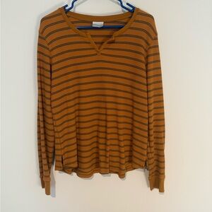 Columbia Mustard and Black Striped V-Neck Top